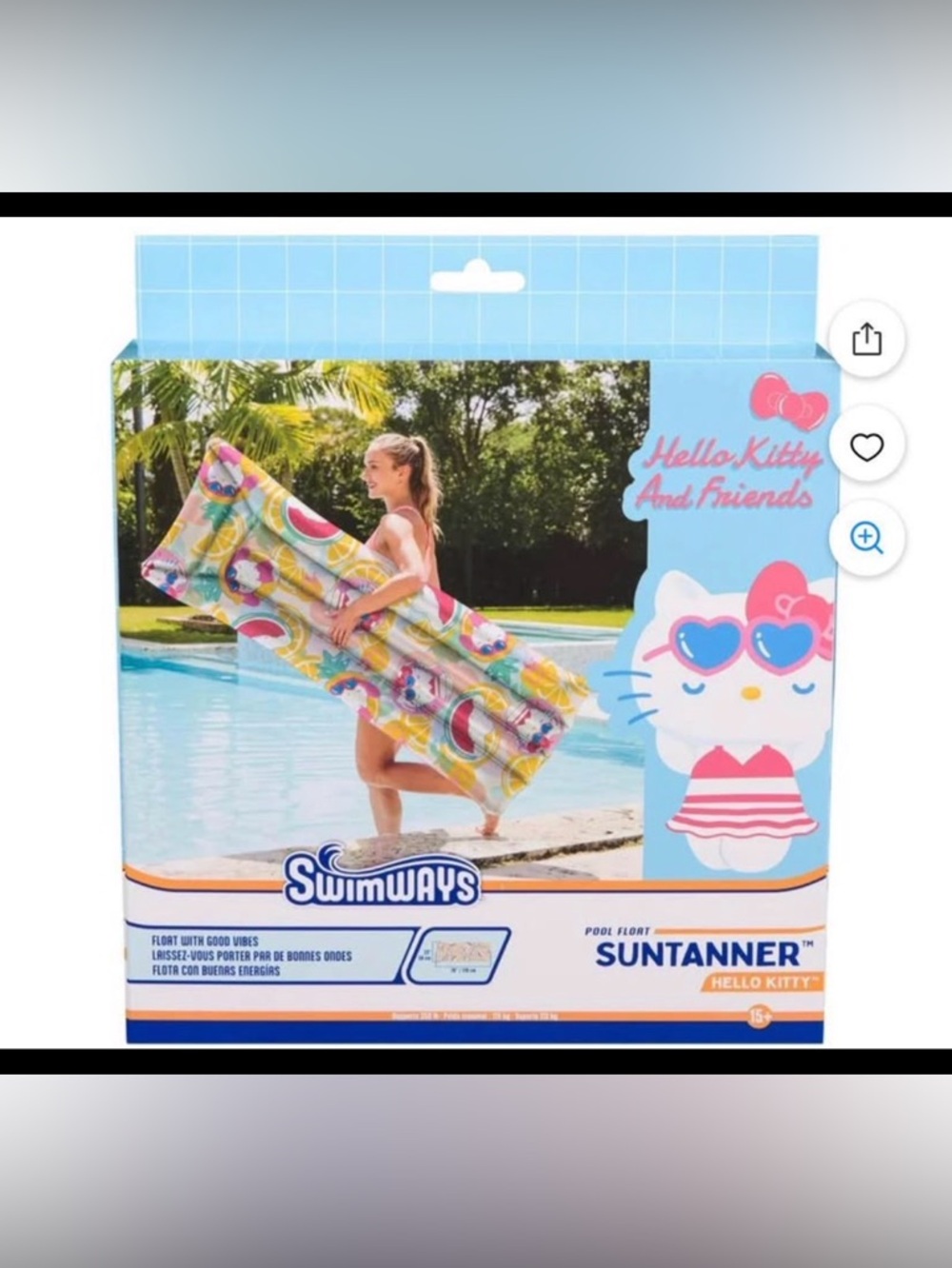 SwimWays Hello Kitty SUNTANNER Pool Float - Pink, Yellow, Blue